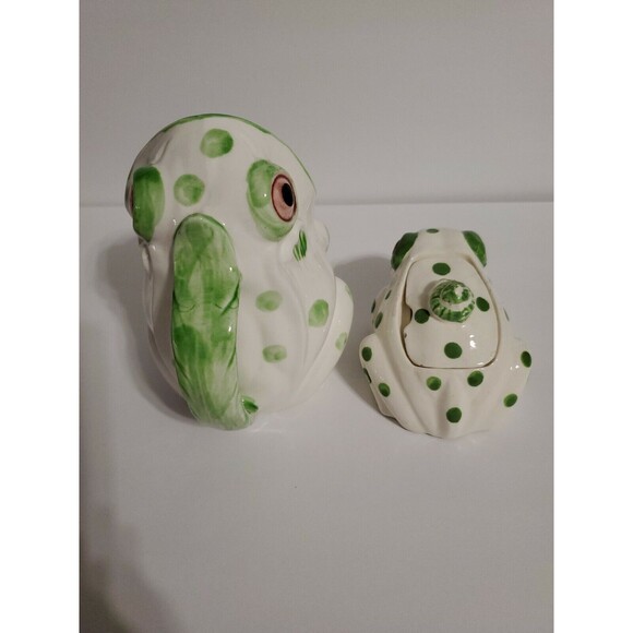 Vintage J S N Y Ceramic Frog Creamer & Lidded Sugar Bowl Japan Nice - Picture 4 of 7